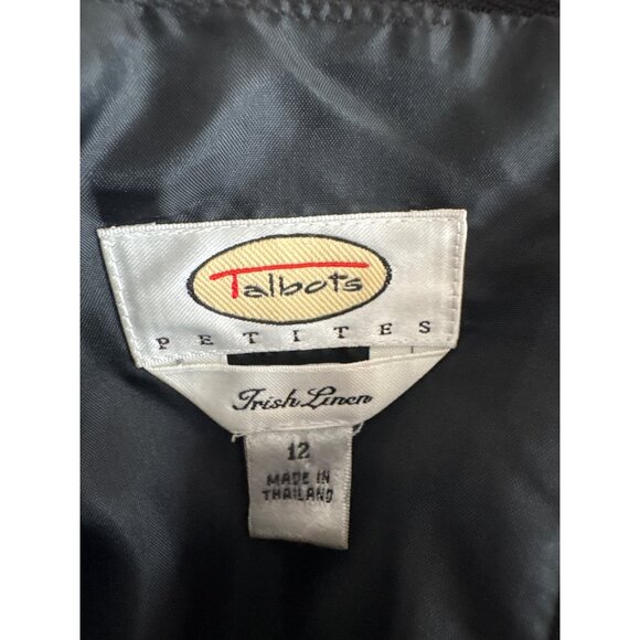 Talbots Petites Black Irish Linen Dress Size 12 p sleeveless - Picture 3 of 3